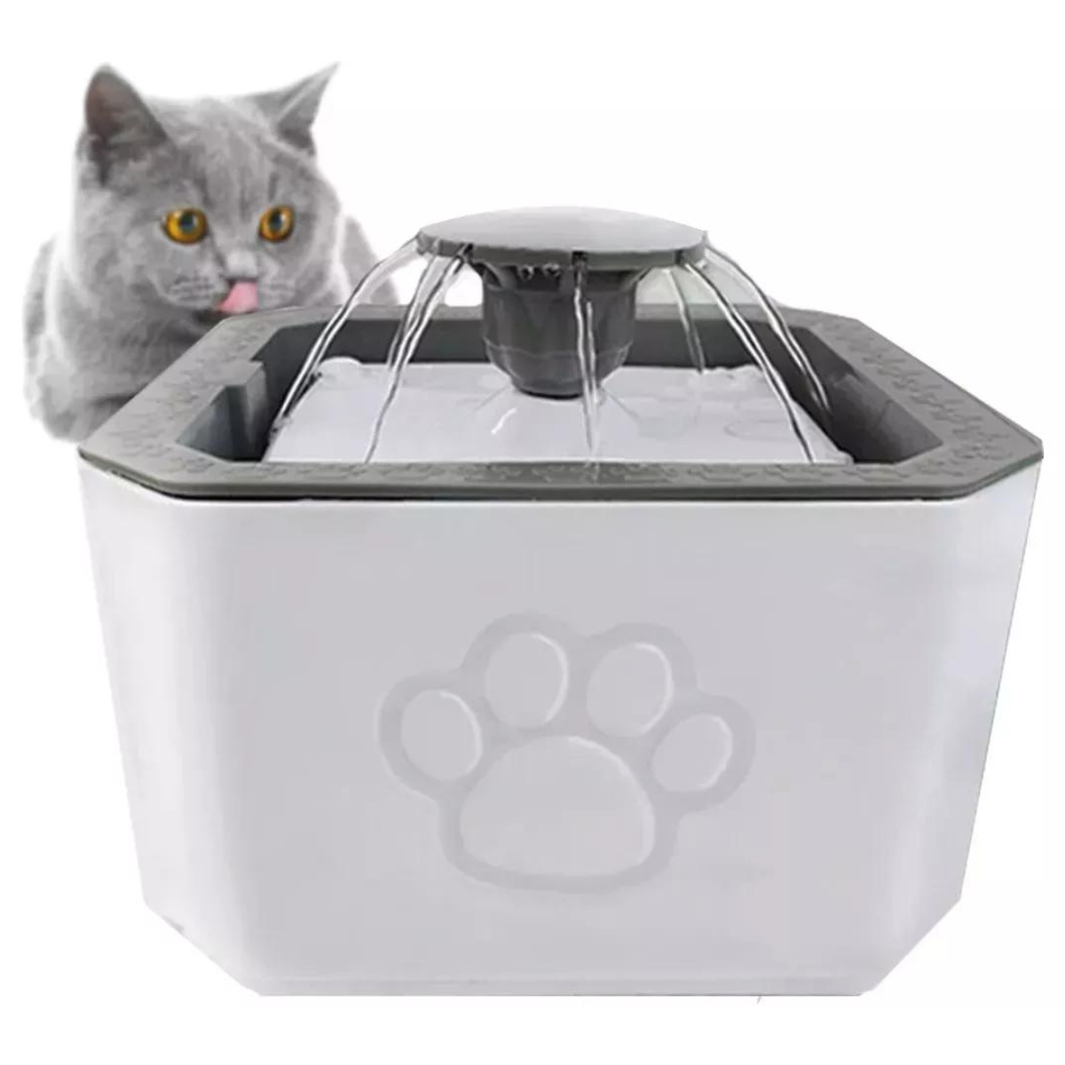 Fuente de agua para mascotas con huella